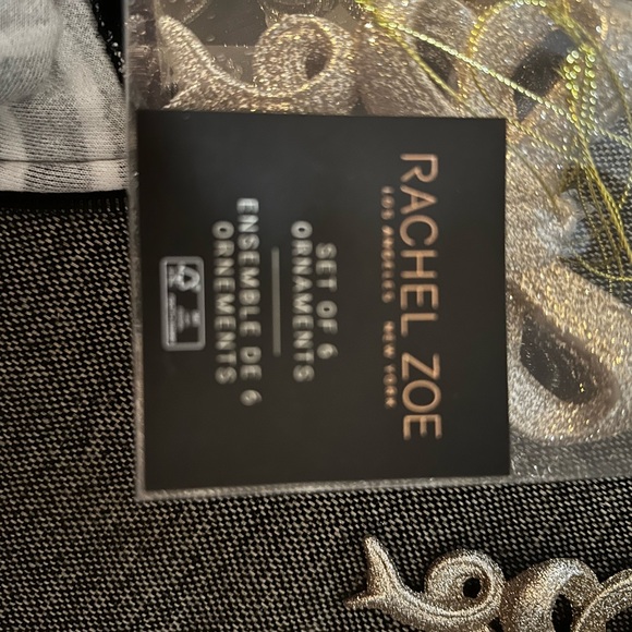 Rachel Zoe Gold Glitter Bow 4” Christmas Tree Ornaments Set of 6 NEW IN BOX - Picture 3 of 8